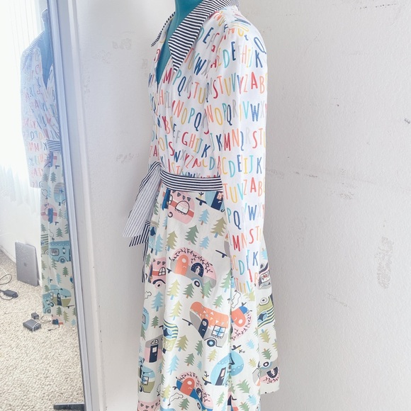 HANDMADE ABC DIFFERENT PATTERN COLORFUL RAINBOW WRAP DRESS SIZE M/L. - Picture 4 of 16